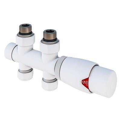 Eastbrook Radiator Valves White Eastbrook Straight Twin Inlet Thermostatic Radiator Valve 15mm