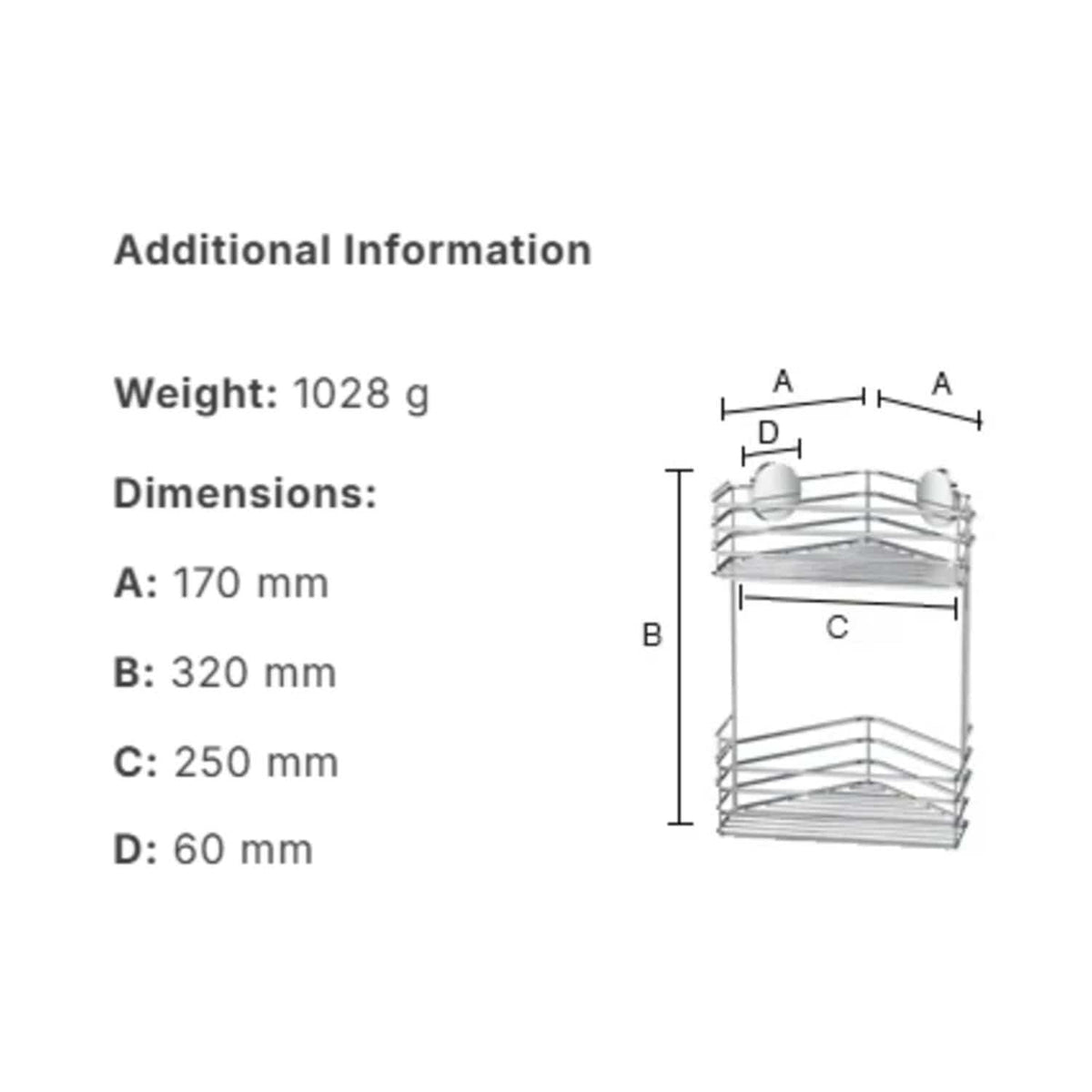Smedbo Basket Smedbo Beslagsboden Frame Self-Adhesive Two Tier Corner Shower Basket