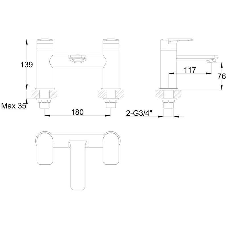 Imex Bath Mixer Imex Suburb Bath Filler Tap