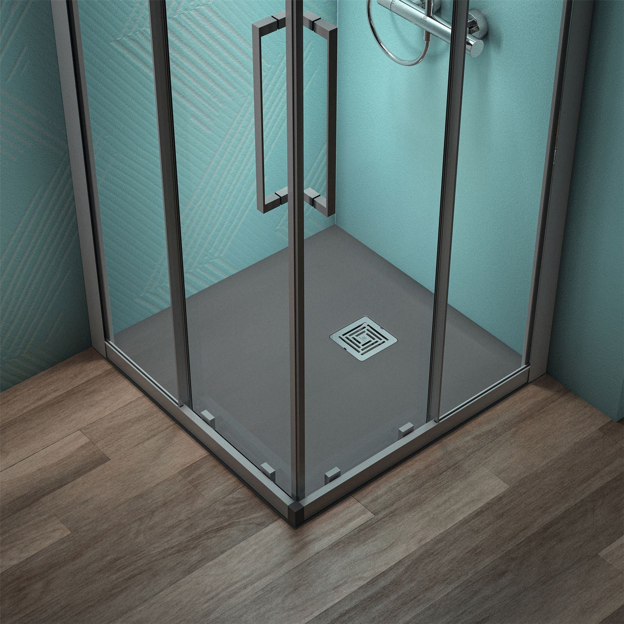 Ideal Standard Rectangle Shower Tray Concrete Grey / 800 x 800mm Ideal Standard Ultra Flat S+ Shower Tray 30mm including Waste