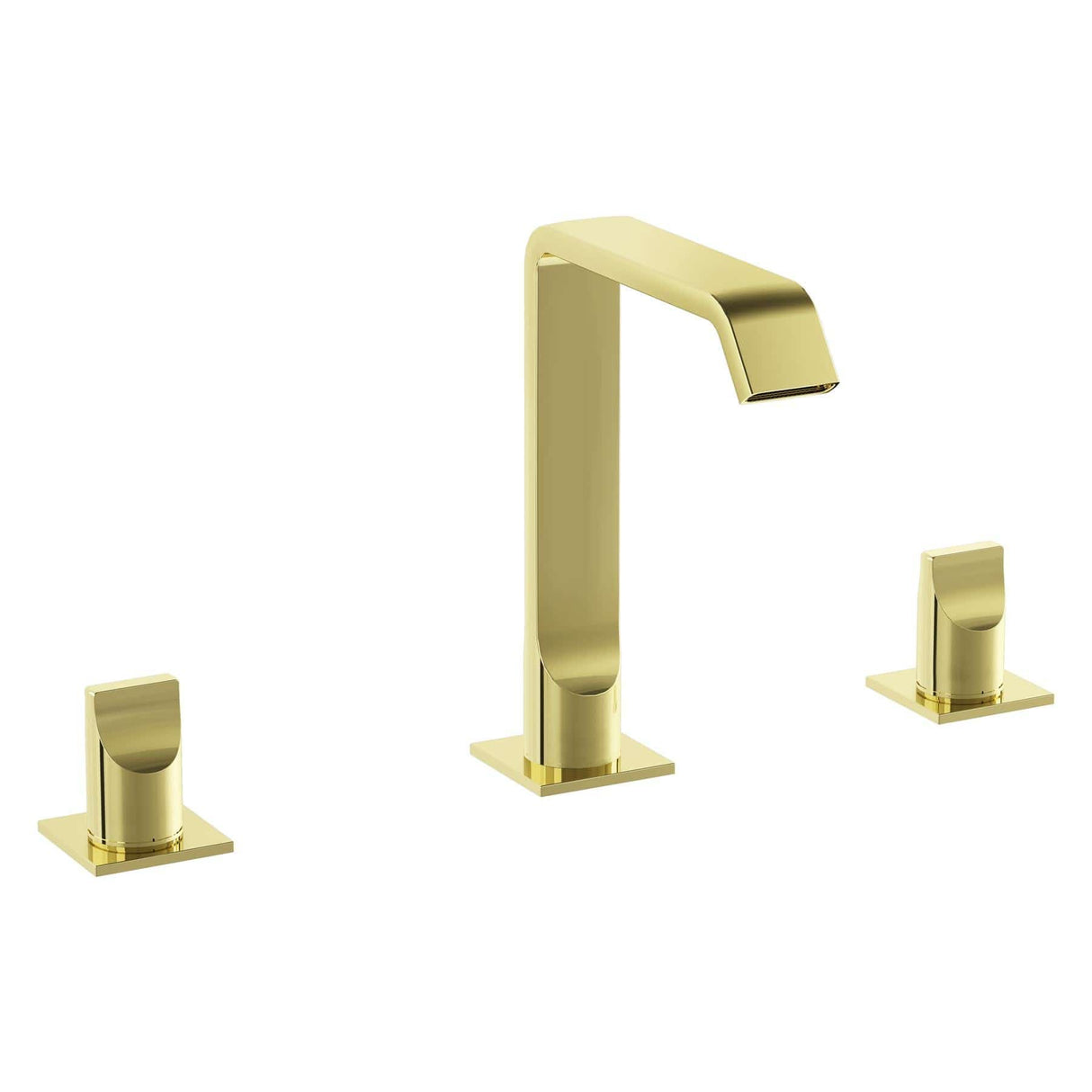VitrA 3 Tap Hole Basin Set Soft Gold VitrA Suit 3-Hole Deck Mounted Basin Mixer Tap with Panel Valve Handles