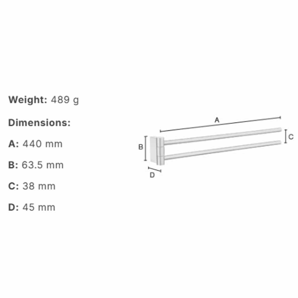Smedbo Towel Rails and Rings Smedbo Air Double Swing Arm Towel Rail in Chrome