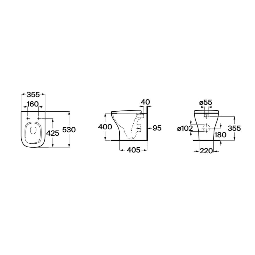 Roca Back to Wall Toilet Roca Optica Back to Wall Rimless Toilet with Soft Close Seat