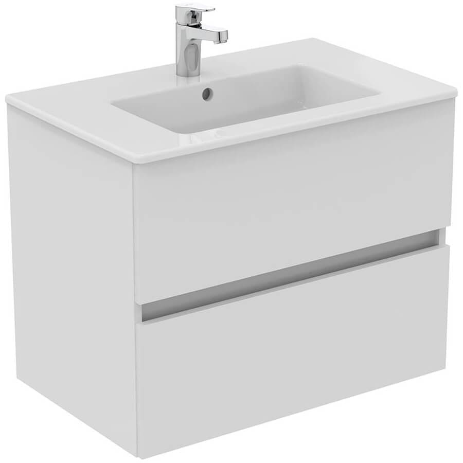 Ideal Standard Wall Mounted Vanity Unit Gloss White / 700mm Ideal Standard Eurovit+ Wall Mounted Vanity Unit with 2 Drawers