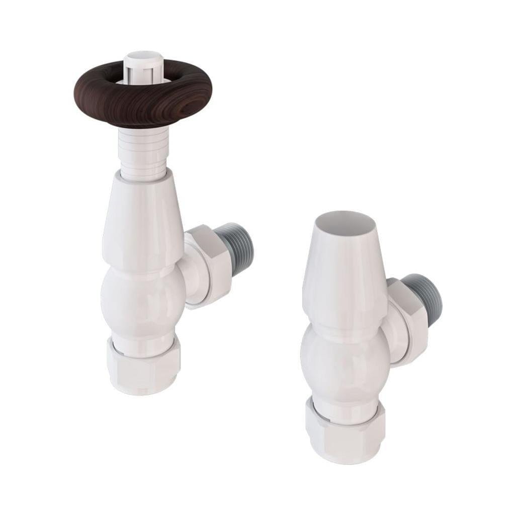 Eastbrook Radiator Valve Gloss White Eastbrook Traditional Angled Thermostatic Radiator Valve with Lockshield (Pair)