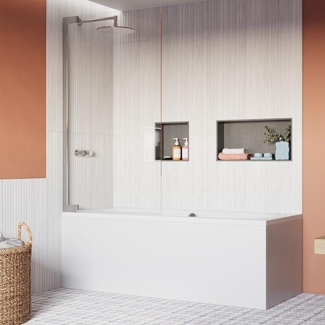 Crosswater Bath Screen Polished Stainless Steel Crosswater Asura 8mm Hinged Bath Screen - 900 x 1500mm