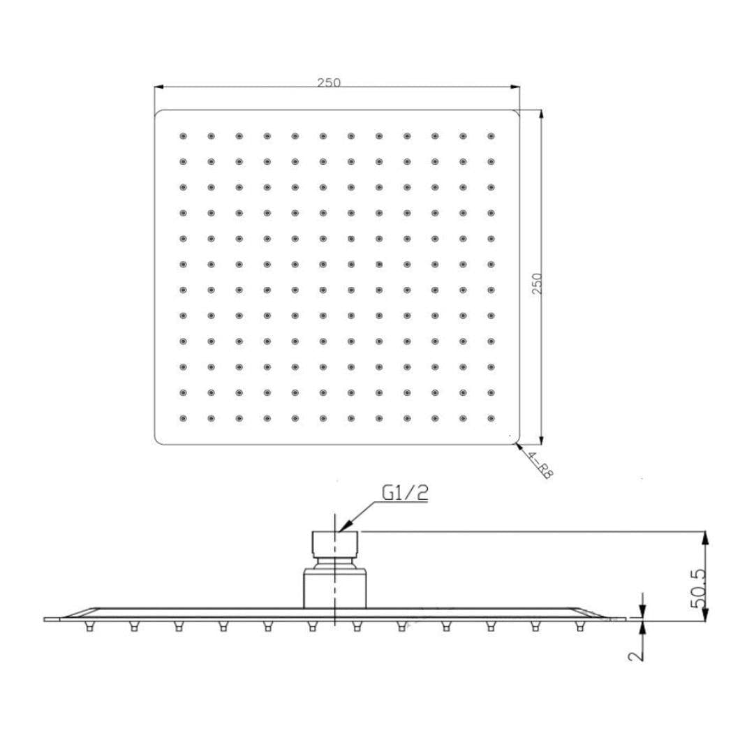 Aquarius Fixed Shower Head Aquarius RainLux Square Slim Shower Head