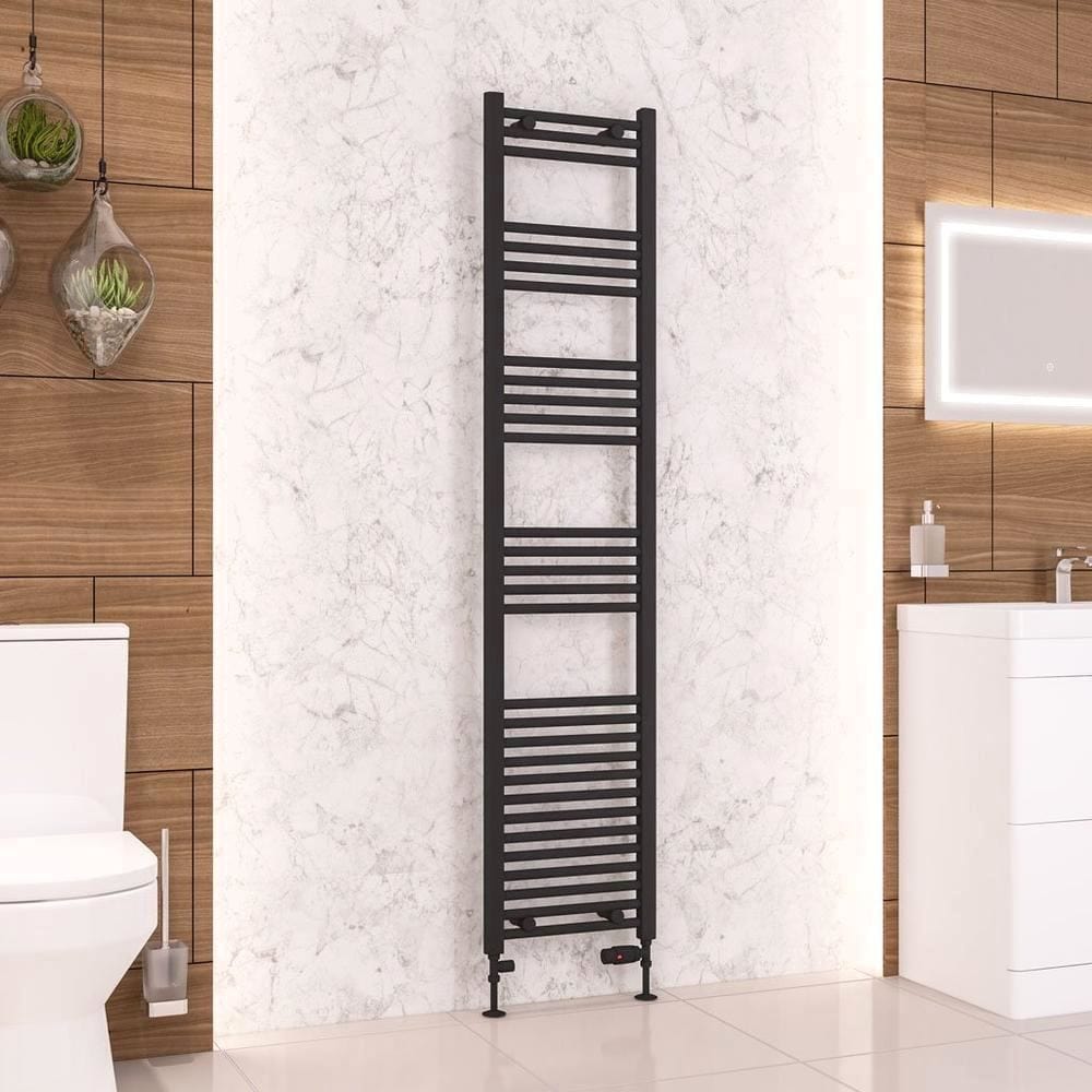 Eastbrook Wendover Straight Vertical Heated Towel Rail in Matt Black