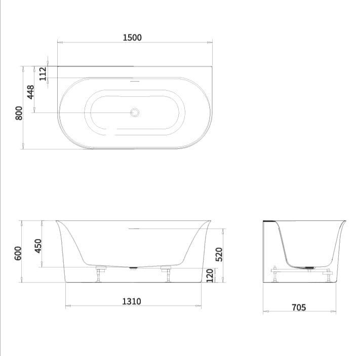 Crosswater Back To Wall Freestanding Bath Crosswater Cursa Back to Wall Freestanding Bath