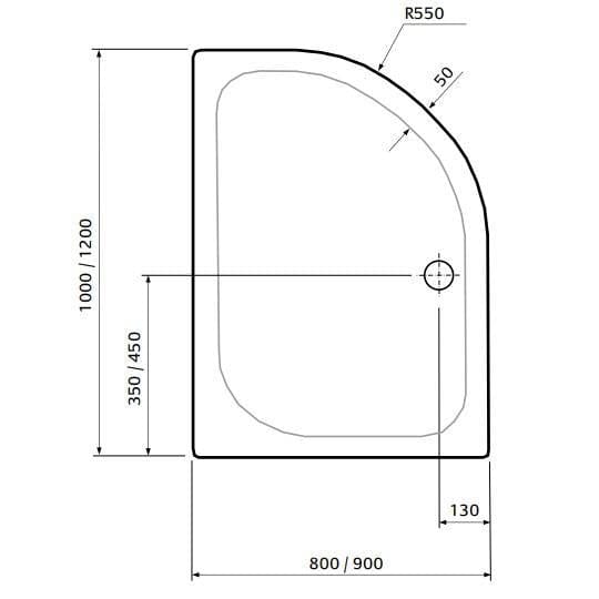 UK Bathroom Store Aquarius Pluvia 45mm Stone Resin Offset Quadrant Shower Tray