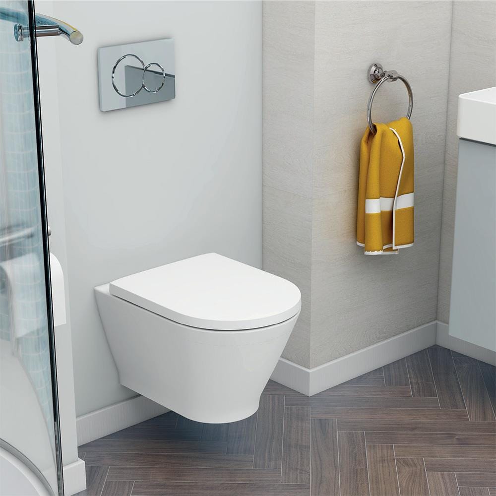 Imex Wall Hung Toilet Imex Blade Rimless Wall Hung Toilet with Soft Close Seat in White