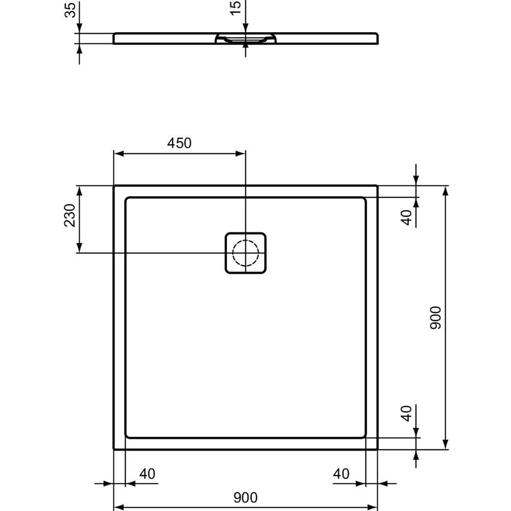 Ideal Standard Rectangle Shower Tray Ideal Standard Ultra Flat EVO 35mm Shower Tray in Silk White with Waste