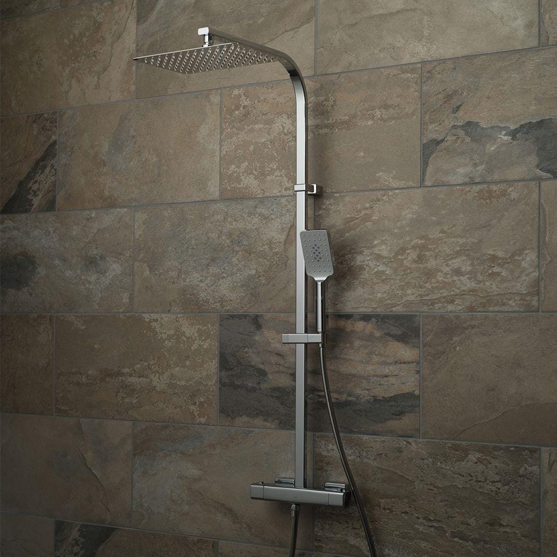 VADO Exposed Shower Set Vado Phase Adjustable Square Shower Column in High Polished Chrome