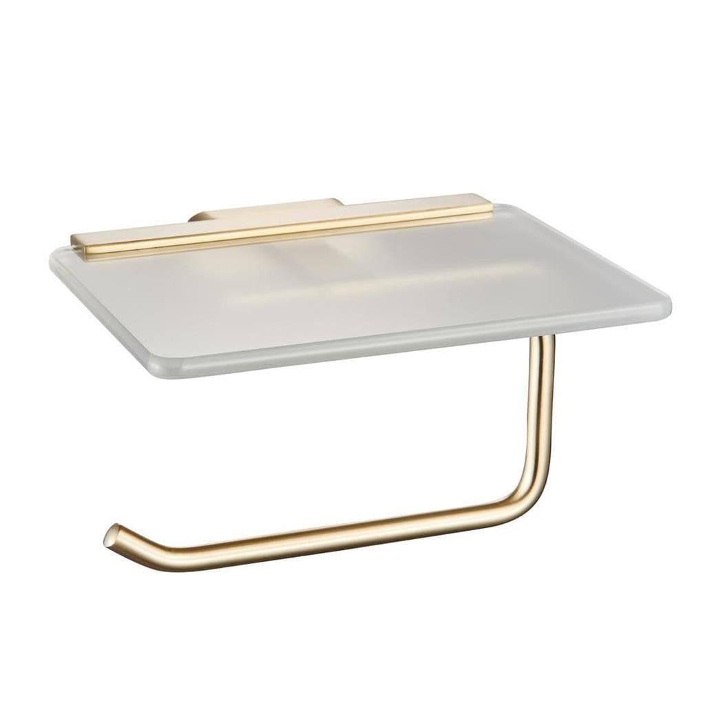 Eastbrook Toilet Roll Holder Brushed Brass Eastbrook Asti Toilet Roll Holder with Glass Shelf