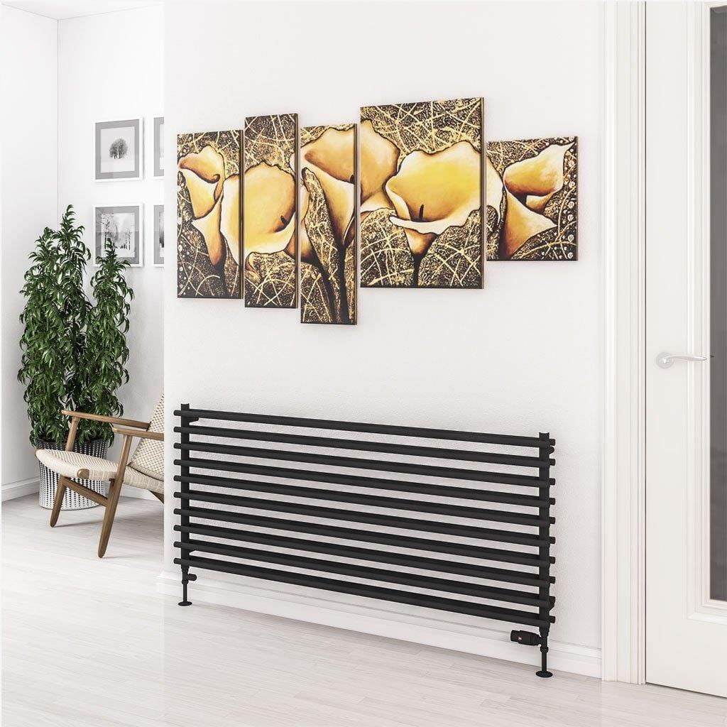 Eastbrook Designer Towel Radiator 600 x 1400mm Eastbrook Murano Horizontal Designer Radiator in Matt Black