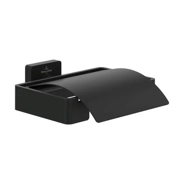 Villeroy & Boch Toilet Roll Holder Matt Black Villeroy & Boch Elements Striking Toilet Roll Holder With Cover