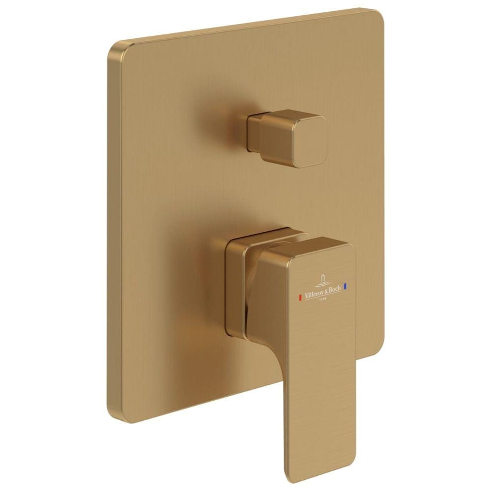 Villeroy & Boch Concealed Shower Valve Brushed Gold Villeroy & Boch Subway 3.0 2-Outlet Single Lever Trim Set Mixer