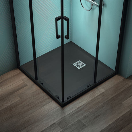 Ideal Standard Rectangle Shower Tray Jet Black / 900 x 900mm Ideal Standard Ultra Flat S+ Shower Tray 30mm including Waste