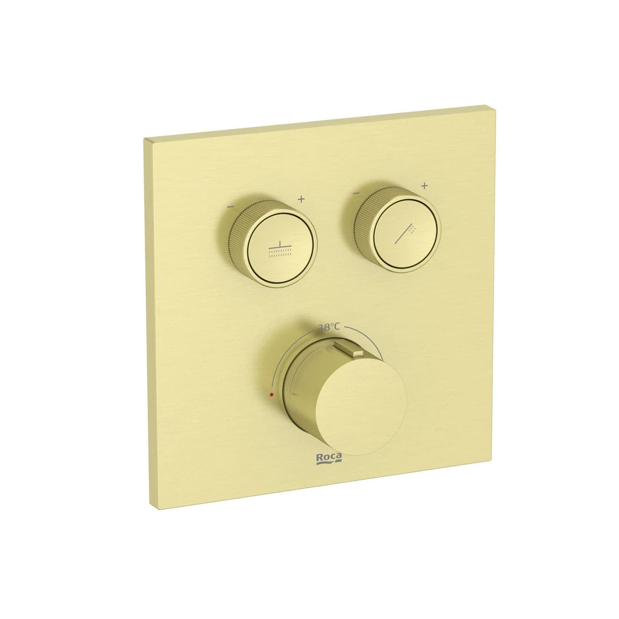 Roca Concealed Shower Set Roca T-3000 Square Switch Thermostatic Concealed Shower Valve with Rainshower Head, Shower Handset and Slide Rail Set