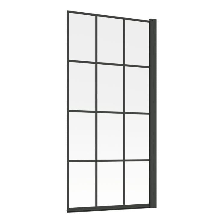 Aquarius Bathrooms Bath Screen Aquarius LevAqua Crittall Style 6mm Framed Hinged Bath Screen in Matt Black