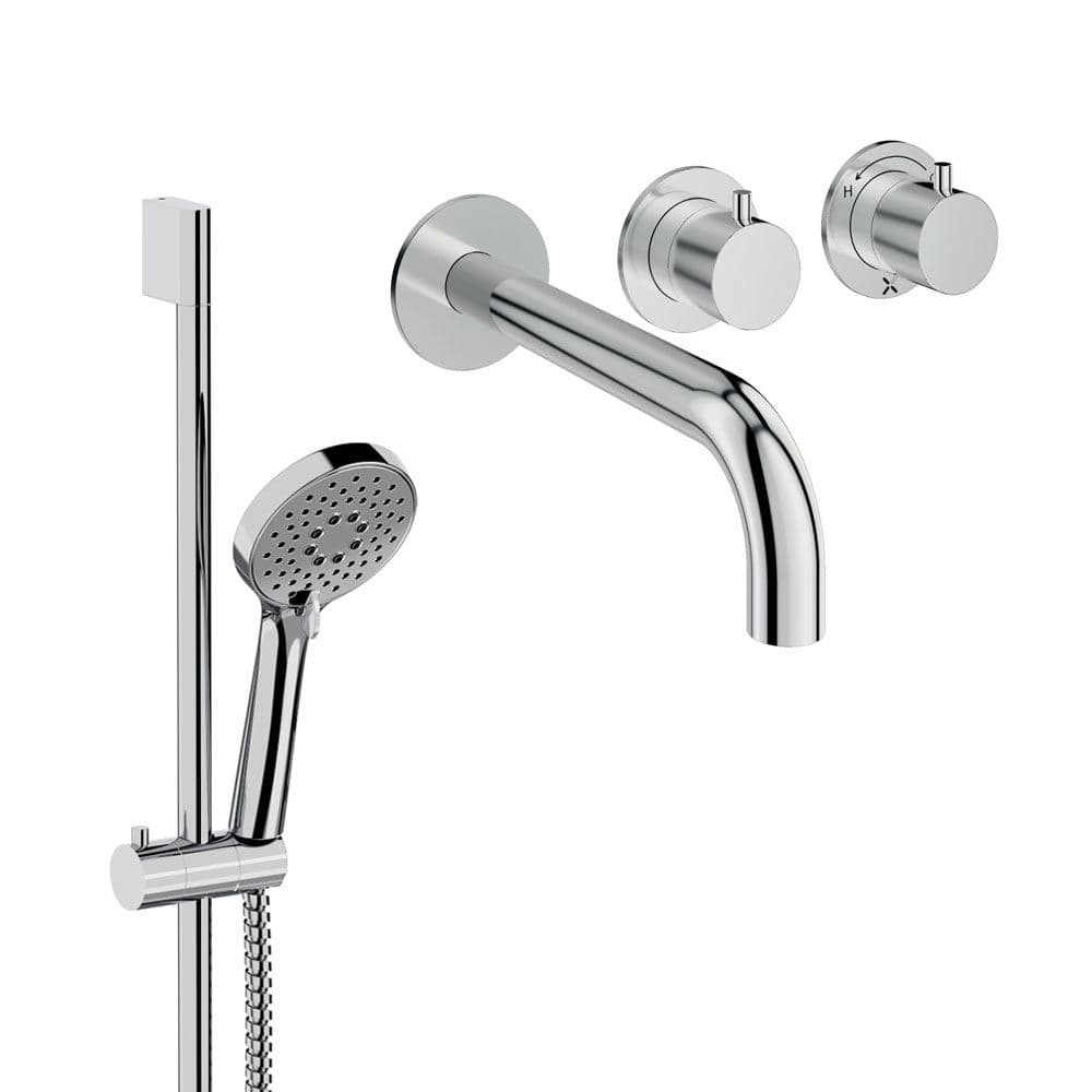 UK Bathroom Store Concealed Shower Set Crosswater Module Shower Set 4 with Riser Rail Kit and Bath Spout