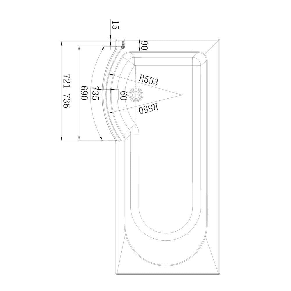 Eastbrook Bath Screen Eastbrook P Shaped Bath Screen