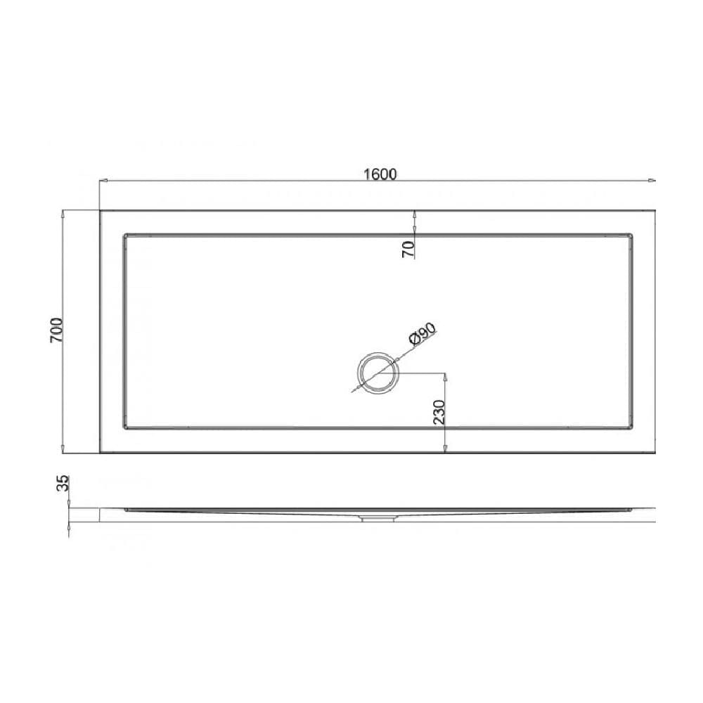 Crosswater Rectangle Shower Tray Crosswater 35mm Anti Slip Acrylic Shower Tray