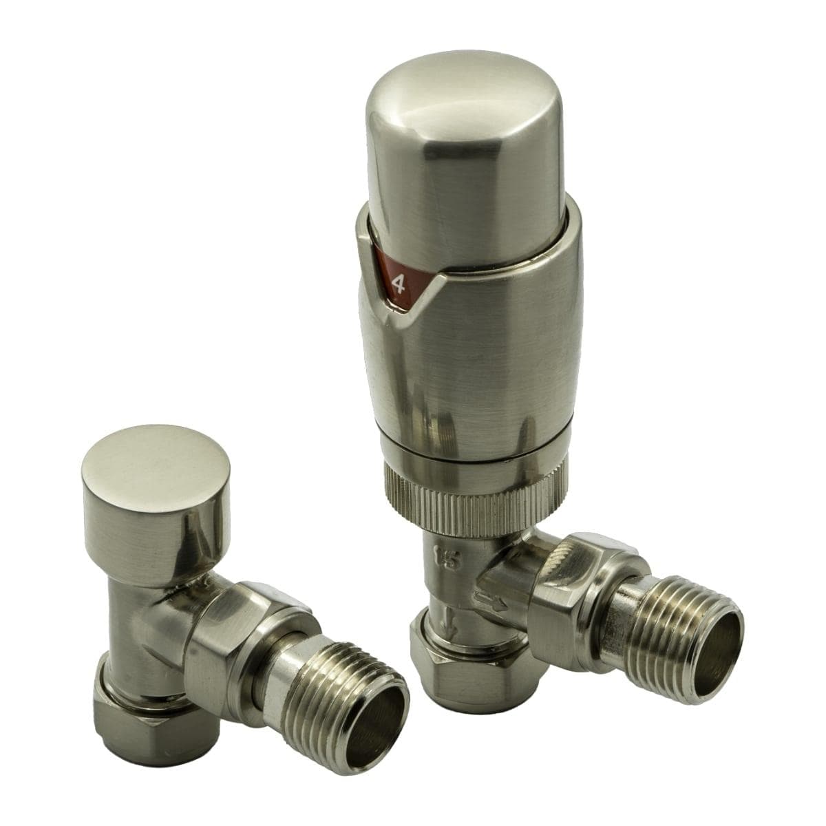 Reina Radiator Valve Brushed Reina Modal Thermostatic Angled Radiator Valves