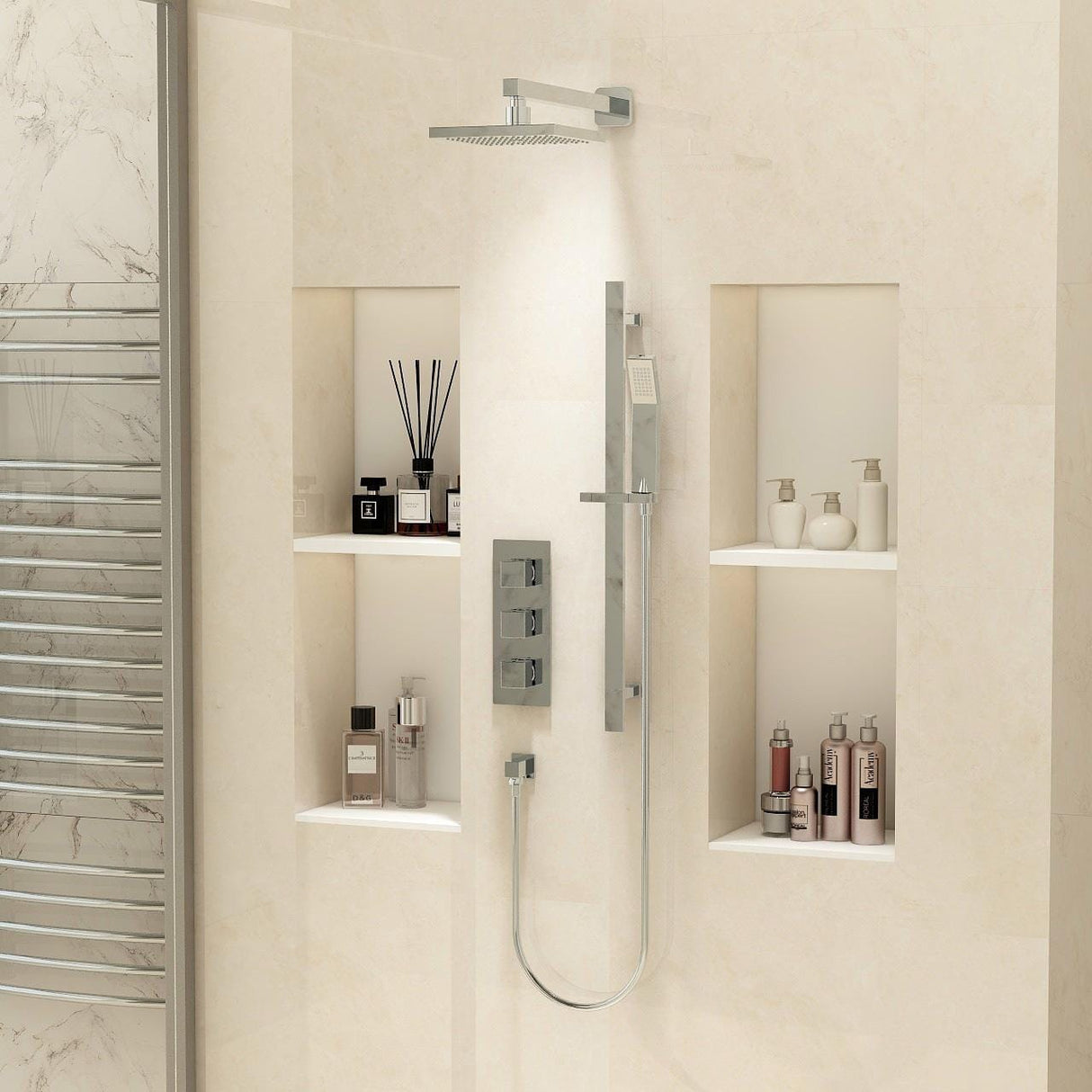 Imex Concealed Shower Set Imex Bloque 3 Handle Double Outlet Concealed Shower Set with Riser Kit