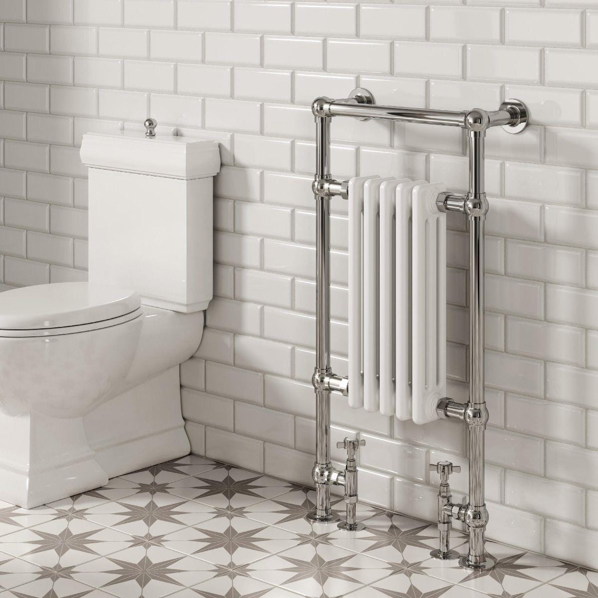 Reina Inset Radiator Reina Oxford Central Heating Traditional Towel Radiator in Chroma/White - 960 x 500mm