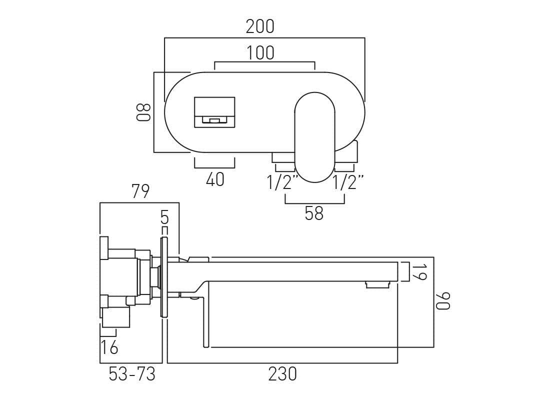 VADO Basin Tap Vado Life Wall Mounted Basin Mixer Tap with 230mm Spout - Chrome - LIF-109SA-CP