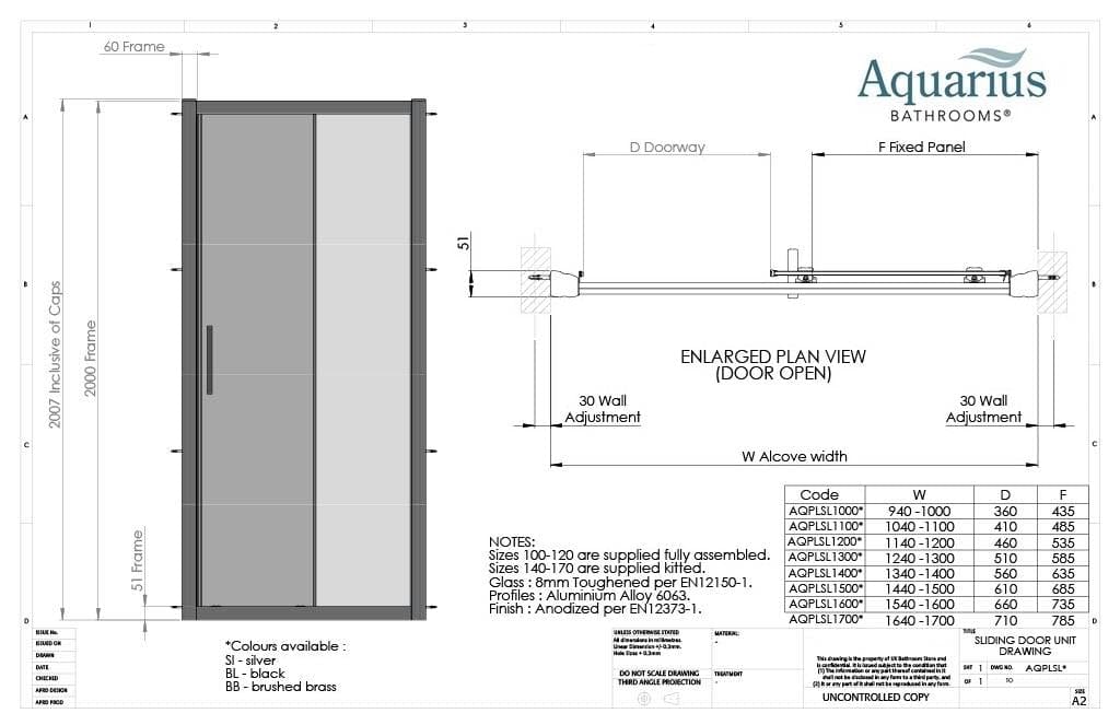 Aquarius Sliding Shower Door Aquarius Pluvia 8mm Sliding Shower Door