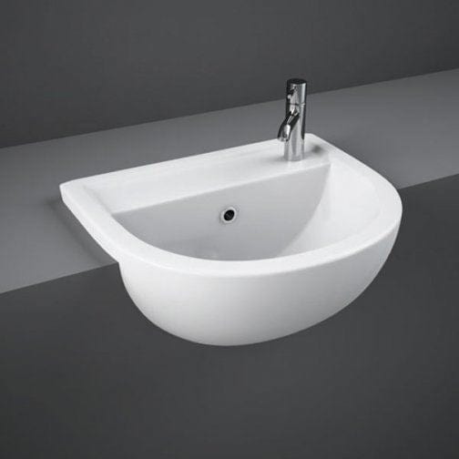 RAK Semi Recessed Basin 1 / 400mm / Right Hand Rak Compact Semi Recessed Basin in Alpine White