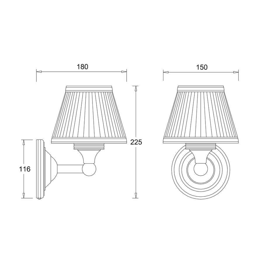 Burlington Bathroom Lighting Burlington LED Round Bathroom Wall Light with White Fine Pleated Shade