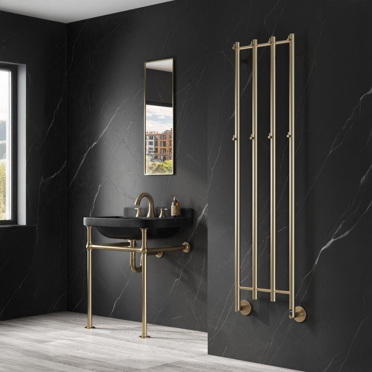 Aquarius Designer Radiator Brushed Brass Aquarius DigiTherm Solara Dry Electric Radiator with LCD Display