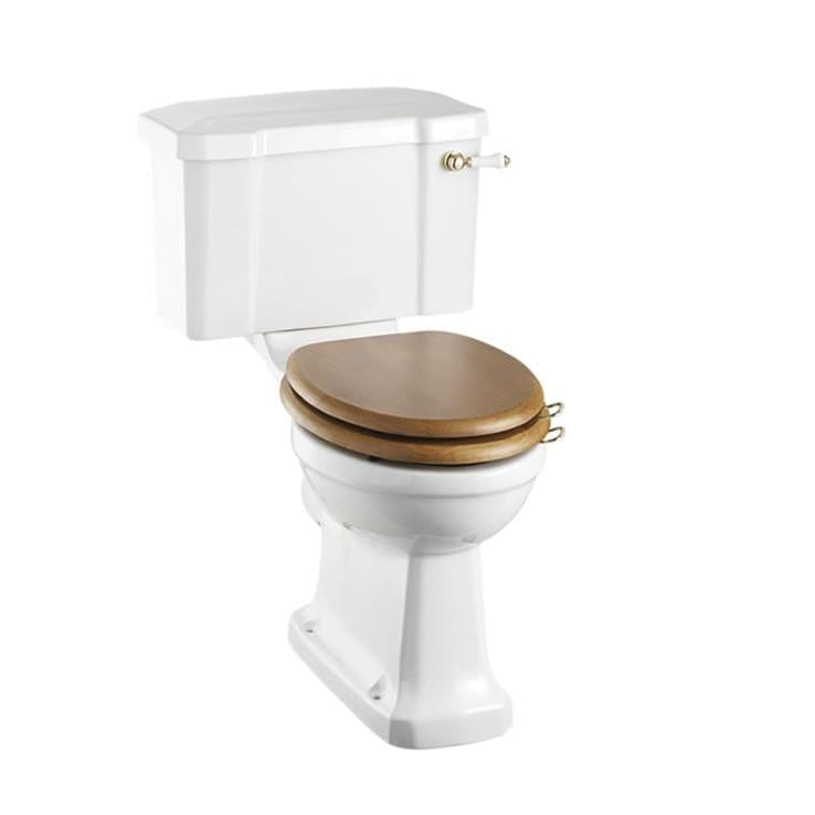 Burlington Close Coupled Toilet 520mm / Lever / Gold Burlington Traditional Rimless Close Coupled Toilet