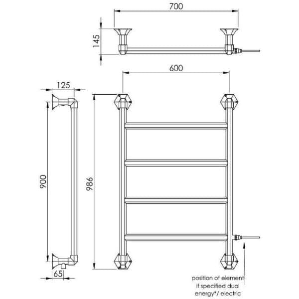 Vogue Traditional Towel Rail Vogue Art Moderne Straight Wall Mounted Traditional Towel Radiator in Chrome