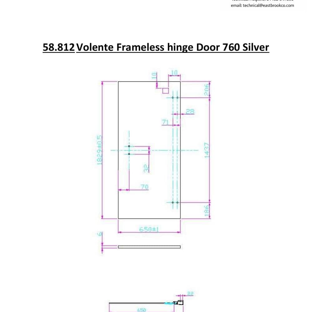Eastbrook Hinged Shower Door 760mm Eastbrook Volente 6mm Frameless Hinged Door in Polished Chrome