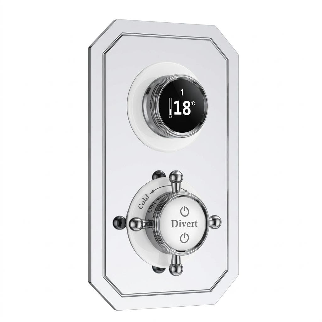 TED Concealed Shower Valve Chrome TED Wyse Traditional 2/3 Outlet Digital Shower Valve with Crosshead Handle