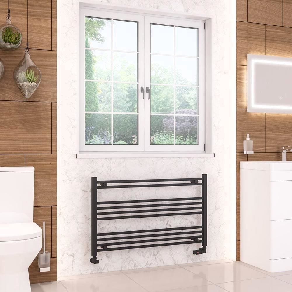 Eastbrook Wendover Straight Vertical Heated Towel Rail in Matt Black