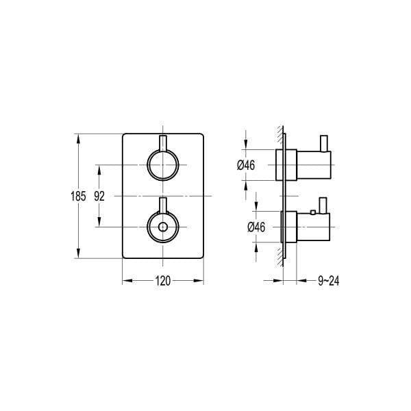 Flova Concealed Shower Valve Flova Levo Square 1, 2 or 3 Outlet SlimBOX Finishing Set