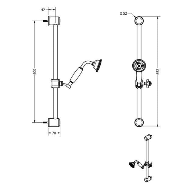 Crosswater Shower Riser Rail Crosswater Belgravia Slider Rail, Handset and Hose