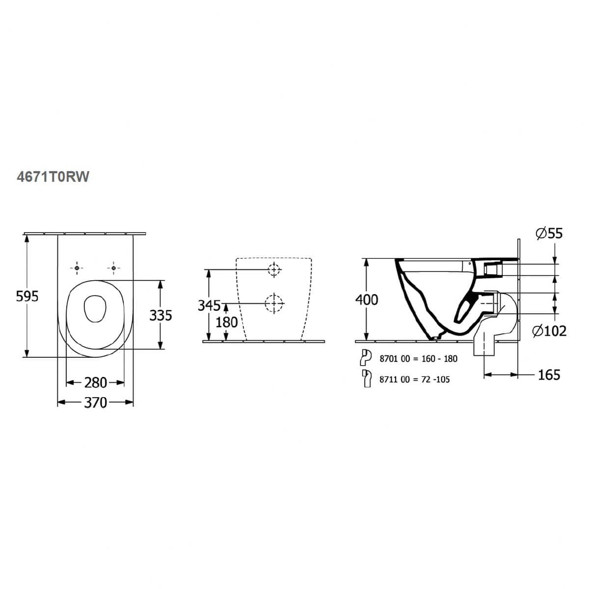 Villeroy & Boch Back To Wall Toilet Villeroy & Boch Subway 3.0 Back to Wall Toilet with Twist Flush and Soft Close Toilet Seat in Matt Stone White