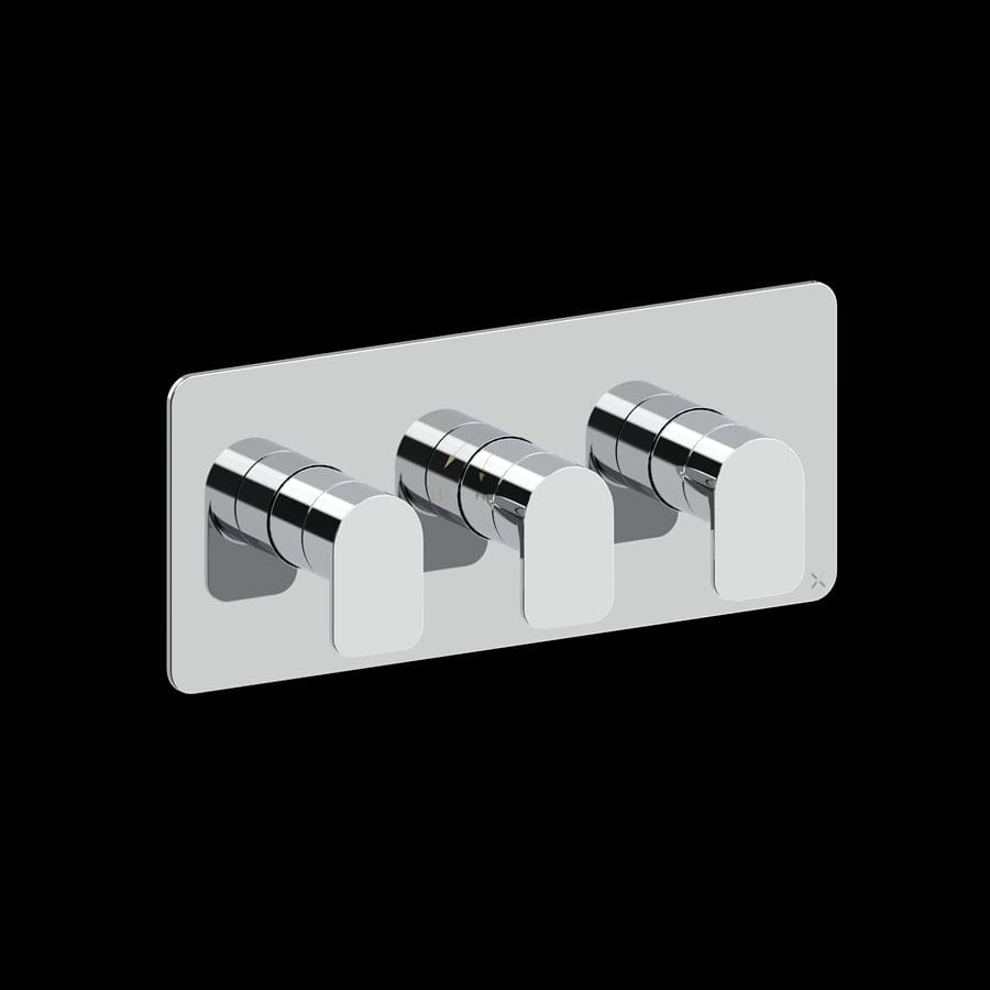 Crosswater Concealed Shower Valve Chrome Crosswater Fuse 2 Outlet, 3 Handle Horizontal Concealed Shower Valve