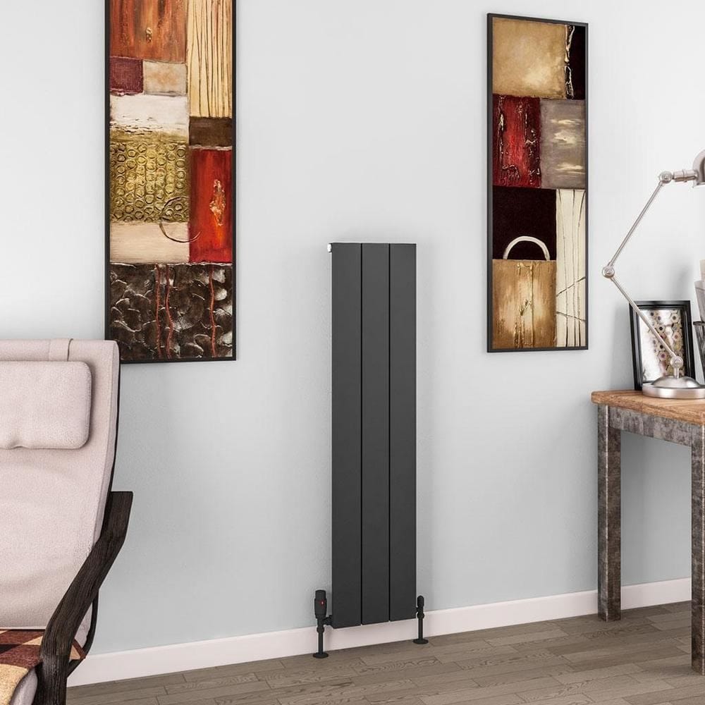 Eastbrook Panel Radiator 1200 x 280 / Central Heating Eastbrook Charlton Vertical Aluminium Designer Radiator in Matt Anthracite
