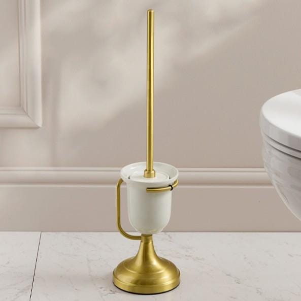Miller Toilet Brush Brushed Brass Miller Signature Freestanding Traditional Toilet Brush and Holder