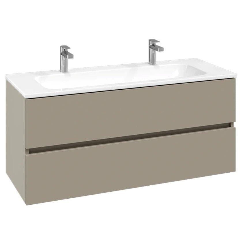 Villeroy & Boch Wall Mounted Vanity Unit Sand Grey Matt Villeroy & Boch Arto Wall Mounted 1200mm Two Drawer Vanity Unit with Basin