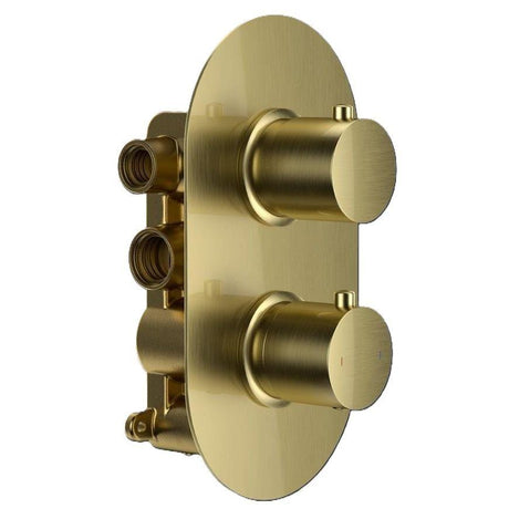 Aquarius Bathrooms Concealed Shower Valve Brushed Brass Aquarius RainLux Round 2 Outlet Concealed Shower Valve