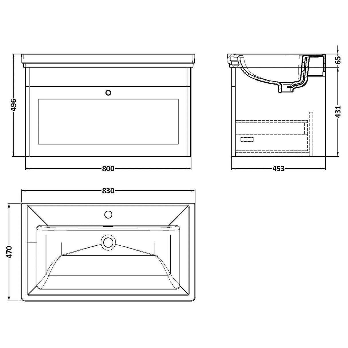 Aquarius Bathrooms Wall Mounted Vanity Unit Aquarius Leighton 800mm Wall Mounted One Drawer Vanity Unit with Basin