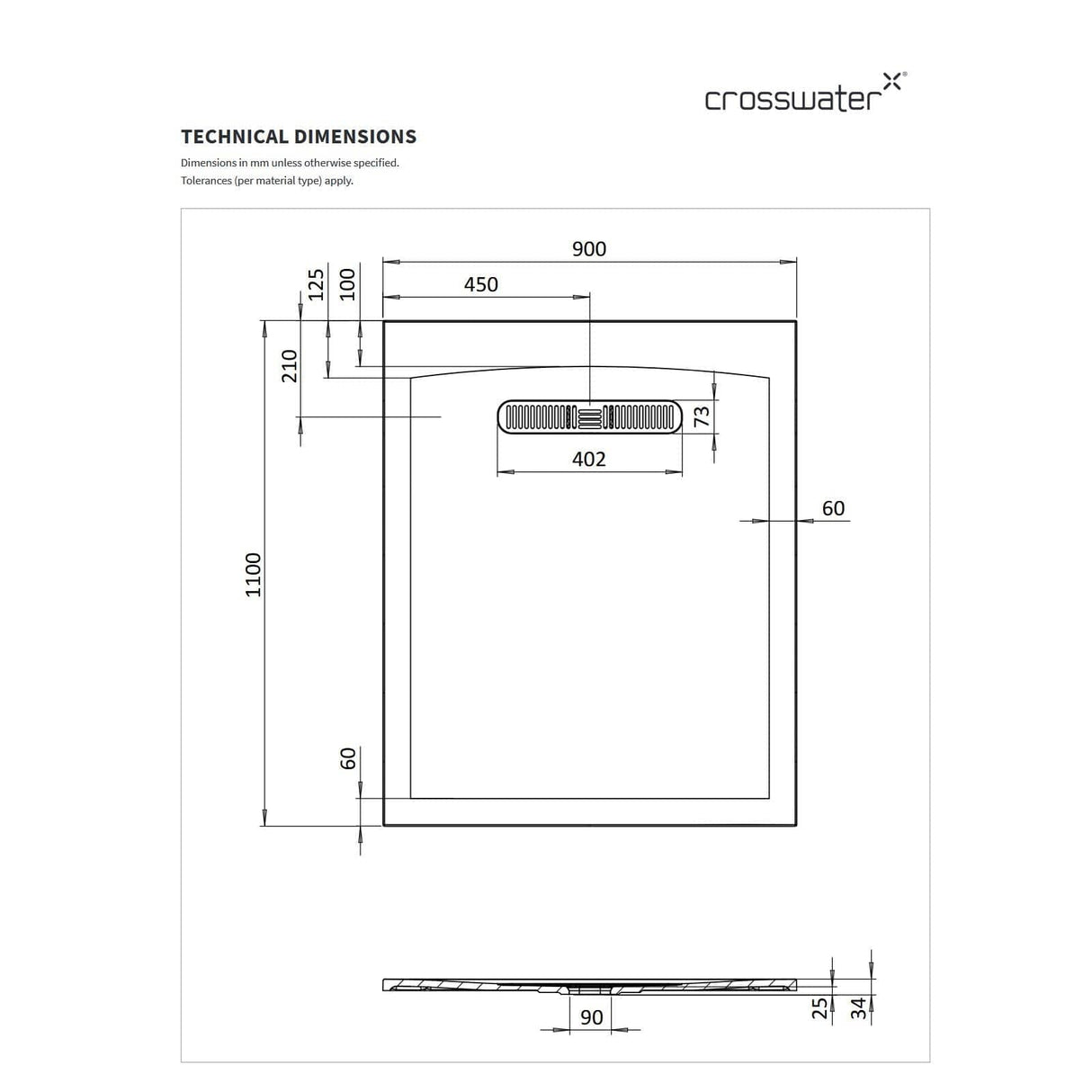 Crosswater Rectangle Shower Tray Crosswater Vito Rectangle 25mm Stone Resin Shower Tray